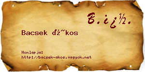 Bacsek Ákos névjegykártya